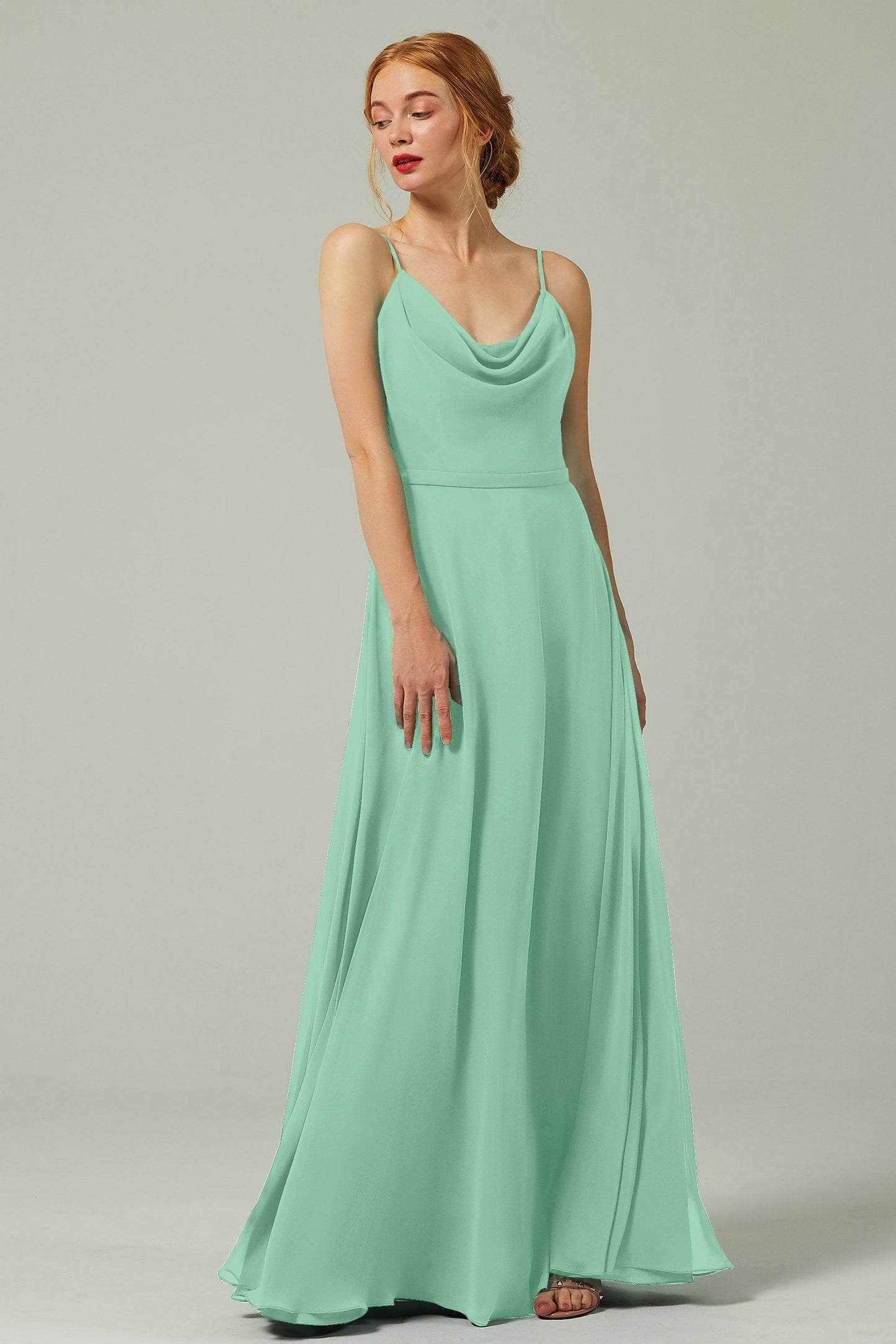 A-Line Floor Length Chiffon Bridesmaid Dress CB0322