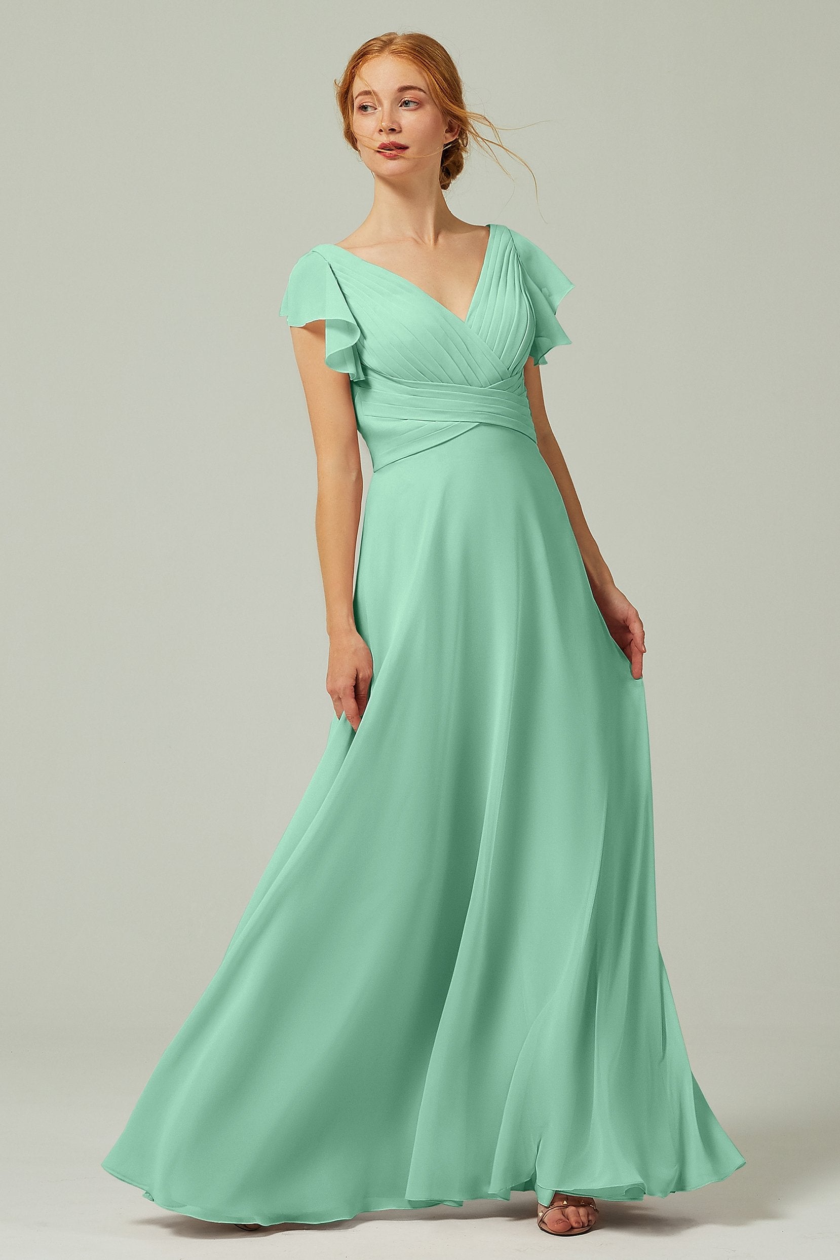 A-Line Floor Length Chiffon Bridesmaid Dress CB0302