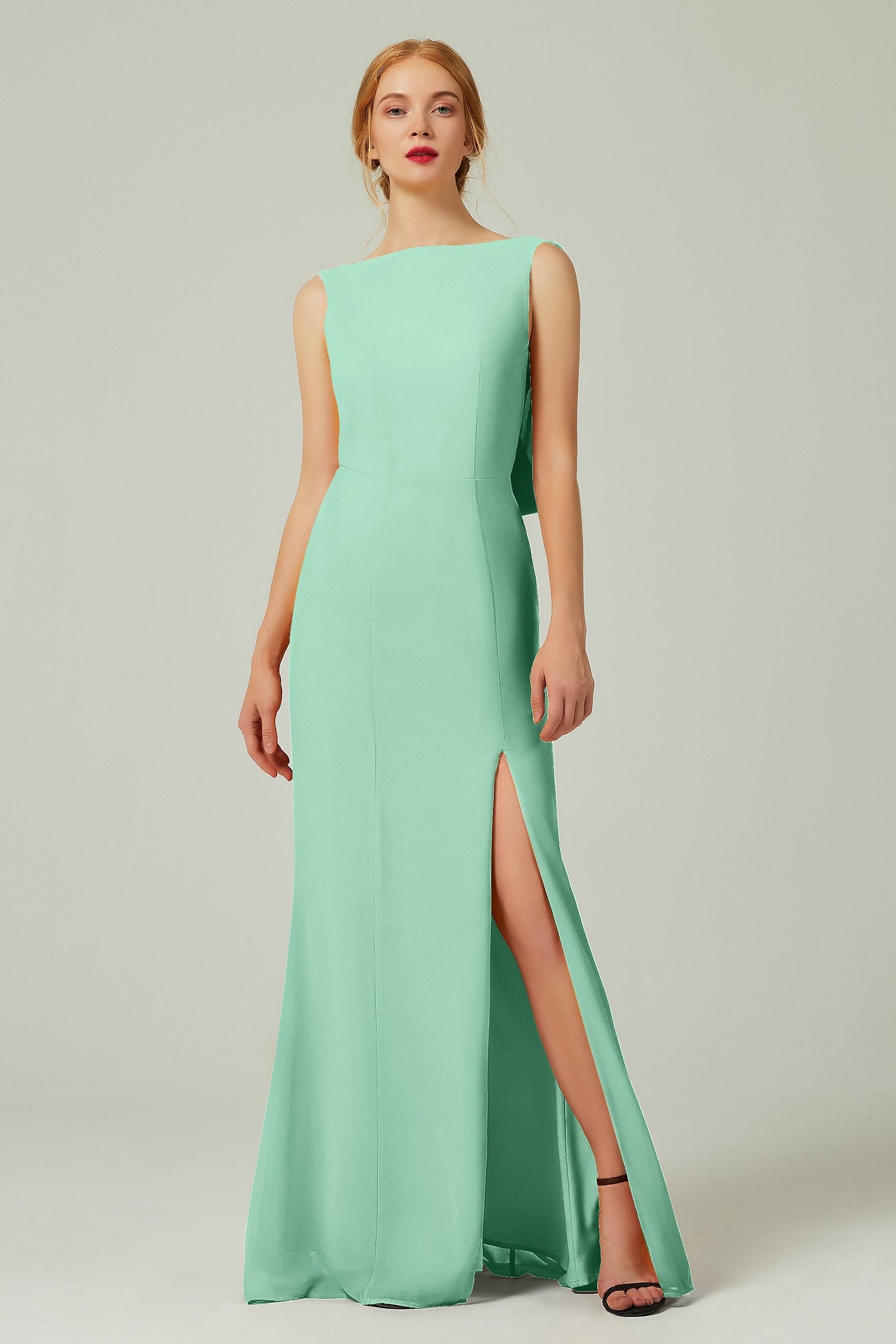 Sheath-Column Sweep-Brush Chiffon Bridesmaid Dress Formal Dresses CB0310