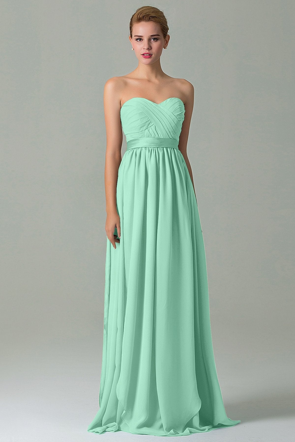 Sheath Floor Length Chiffon Bridesmaid Dress COZF140A1