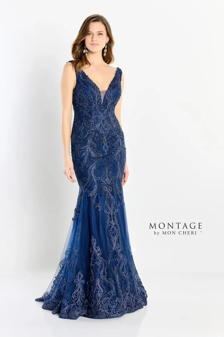 Breathtaking Mermaid V-Neck Embroidered Tulle Mother Of The Bride Dress #M2213