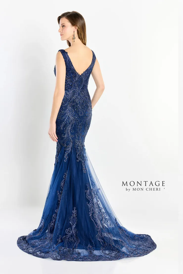 Breathtaking Mermaid V-Neck Embroidered Tulle Mother Of The Bride Dress #M2213