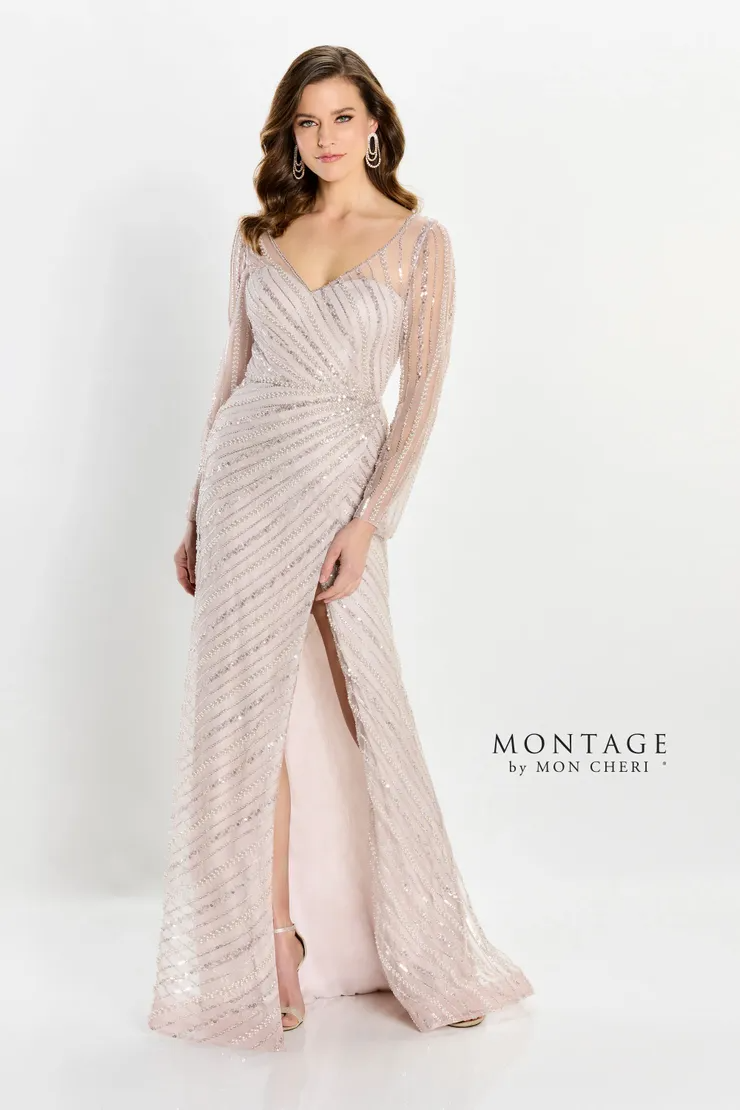 Exquisite Fit V-Neck Allover Lace Sequin Mother of the Bride Dress #M2216