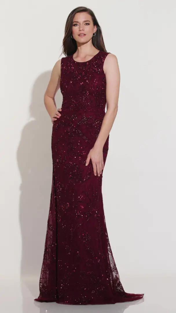 Flattering Scoop Neck Embriodered Beaded Tulle Mother of the Bride Dress #M2239