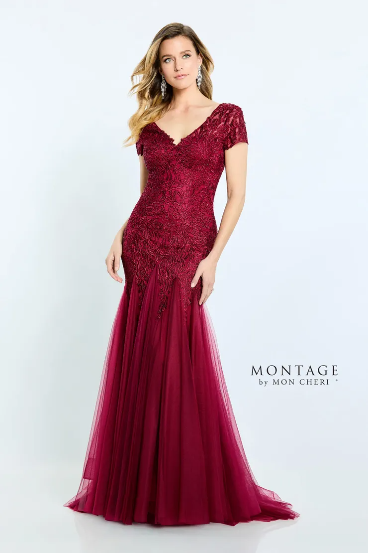 Gorgeous Trumpet Plunging V-Neck Short Sleeve Mother Of The Bride Dress #M501