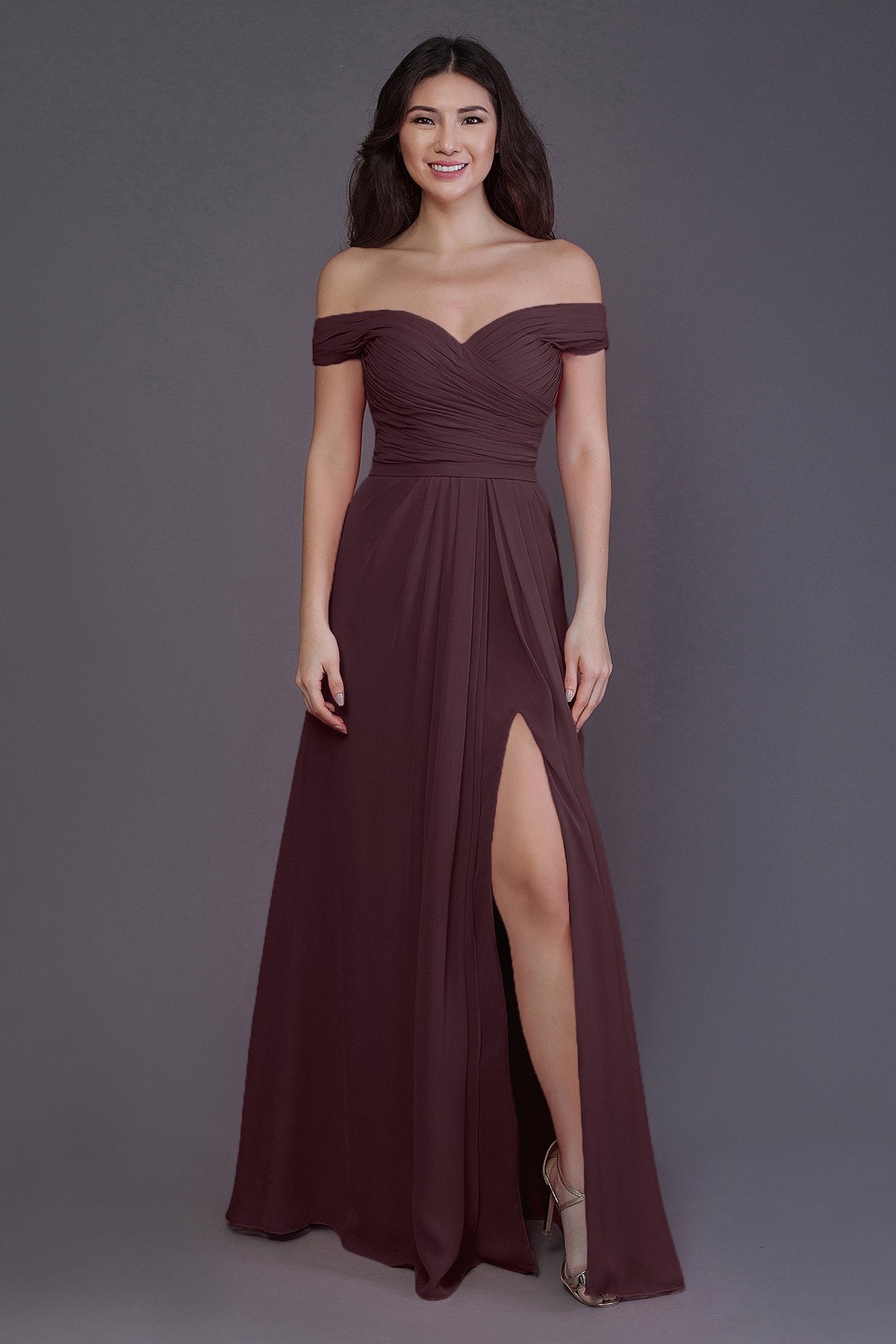 Sheath-Column Floor Length Chiffon Bridesmaid Dress PR3536