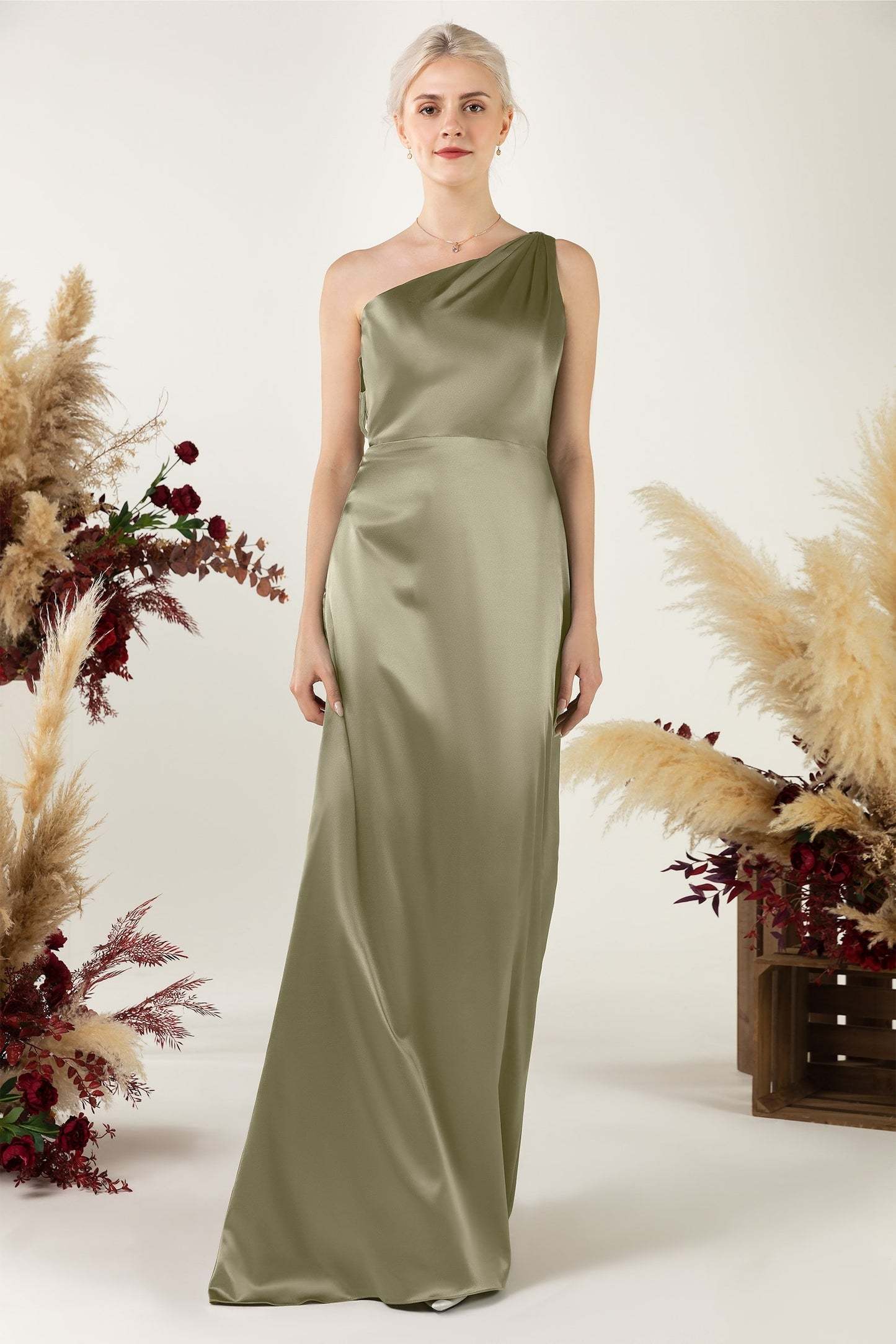 Sheath Sweep Acetate Satin Bridesmaid Dress Formal Dresses CB0503