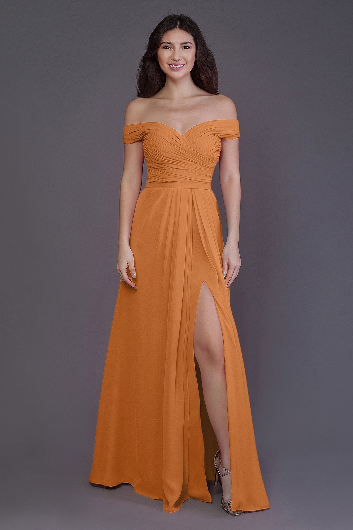 Sheath-Column Floor Length Chiffon Bridesmaid Dress PR3536