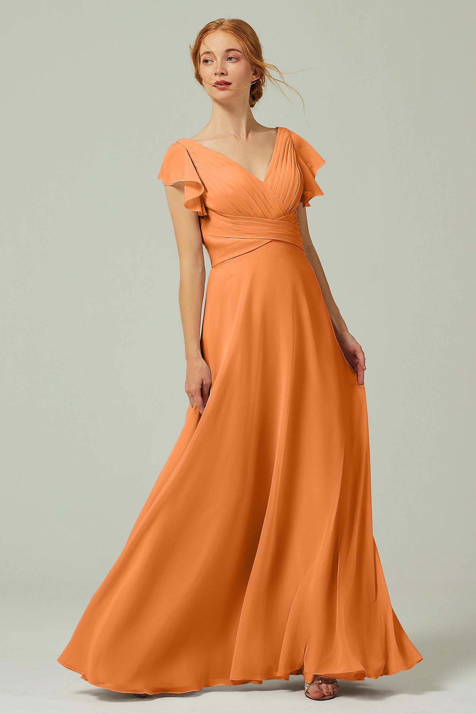 A-Line Floor Length Chiffon Bridesmaid Dress CB0302
