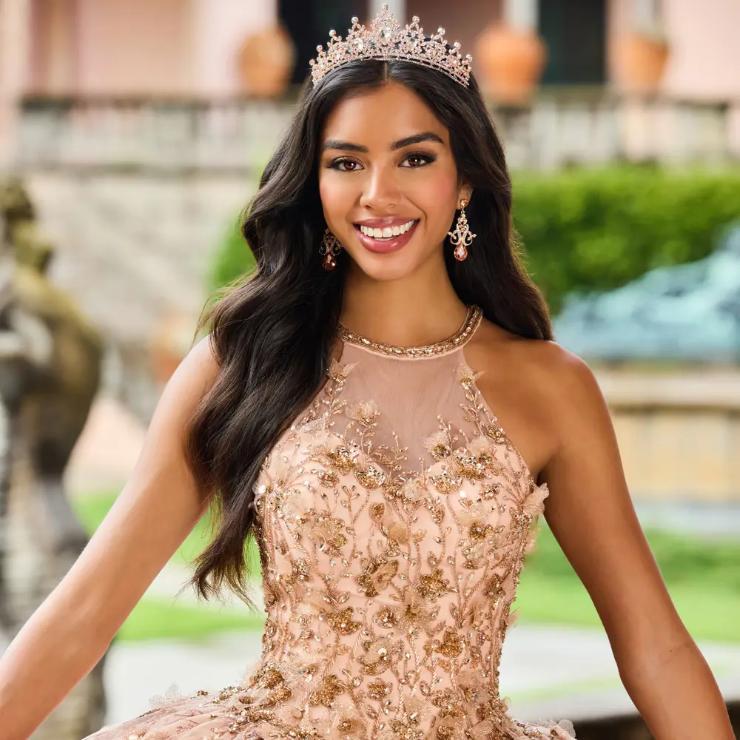 Breathtaking Floral Halter Cracked Lce Quinceanera Dress #PR12262