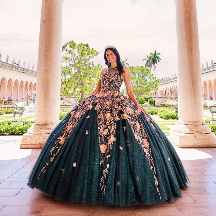 Breathtaking Floral Halter Cracked Lce Quinceanera Dress #PR12262