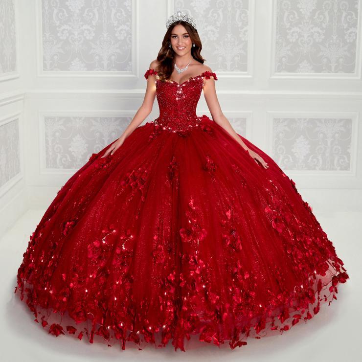 Ball Gown V-Neck Glitter Tulle Three-Dimensional Flowers Quinceanera Dress #PR22021