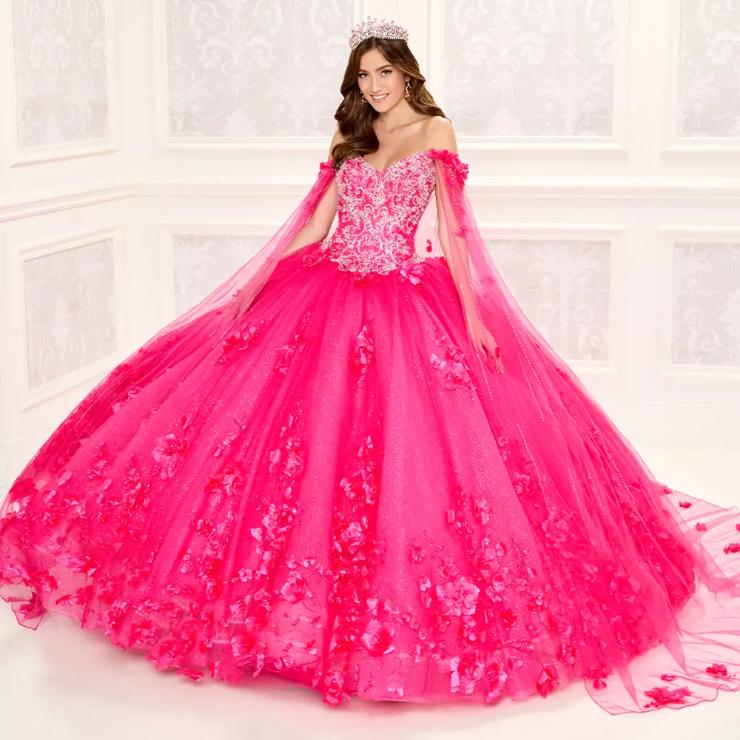 Ball Gown V-Neck Glitter Tulle Three-Dimensional Flowers Quinceanera Dress #PR22021