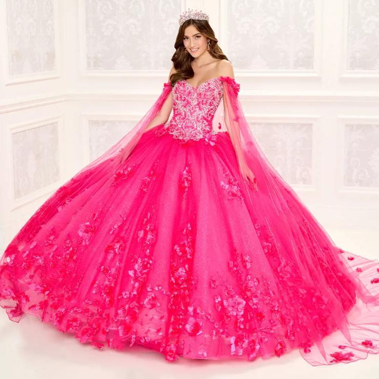 Ball Gown V-Neck Glitter Tulle Three-Dimensional Flowers Quinceanera Dress #PR22021