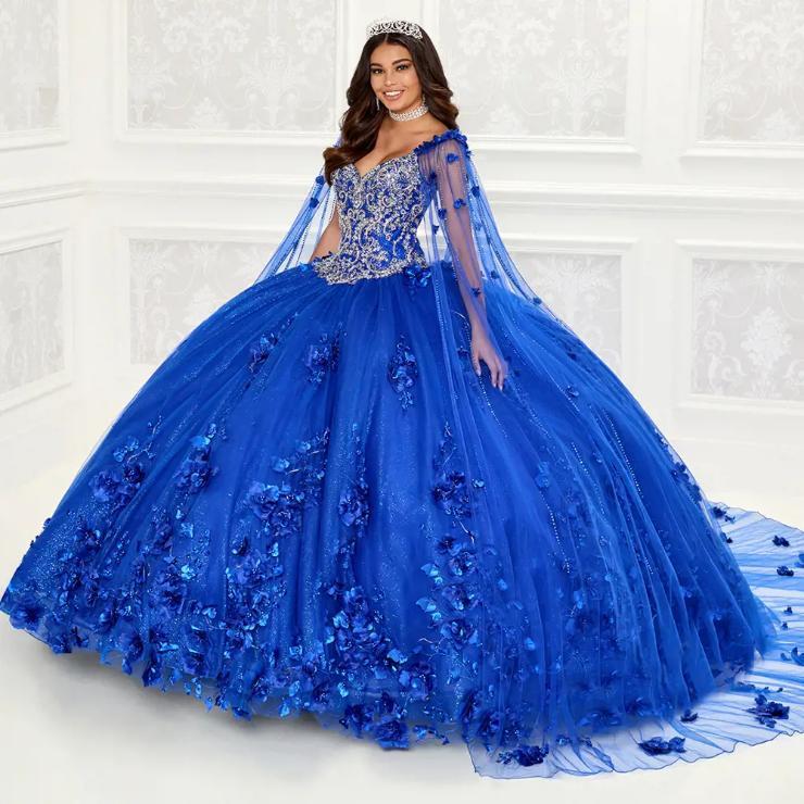 Ball Gown V-Neck Glitter Tulle Three-Dimensional Flowers Quinceanera Dress #PR22021