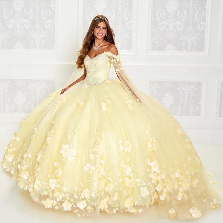 Ball Gown V-Neck Glitter Tulle Three-Dimensional Flowers Quinceanera Dress #PR22021
