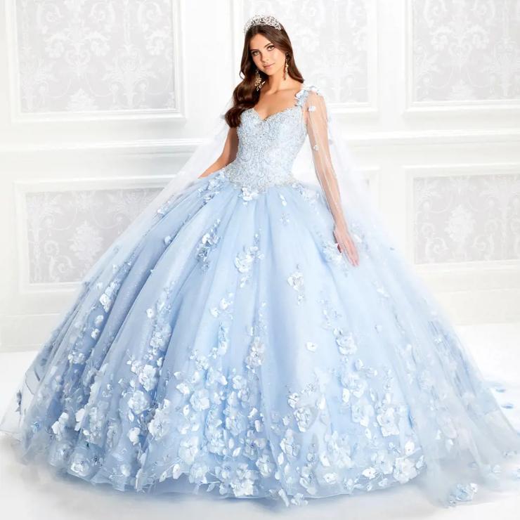 Ball Gown V-Neck Glitter Tulle Three-Dimensional Flowers Quinceanera Dress #PR22021