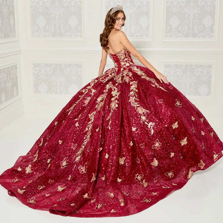 Sweetheart Strapless Embroidered Lace Quinceanera Dress With 3D Flowers #PR30121