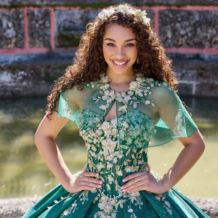 Stunning Sweetheart Embroidered Lace Glitter Quinceanera Dress #PR30134