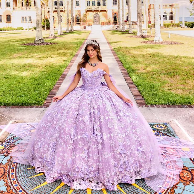 Enchanting Strapless Quinceañera Gown with Floral Accents and Sparkling Detail #PR30135