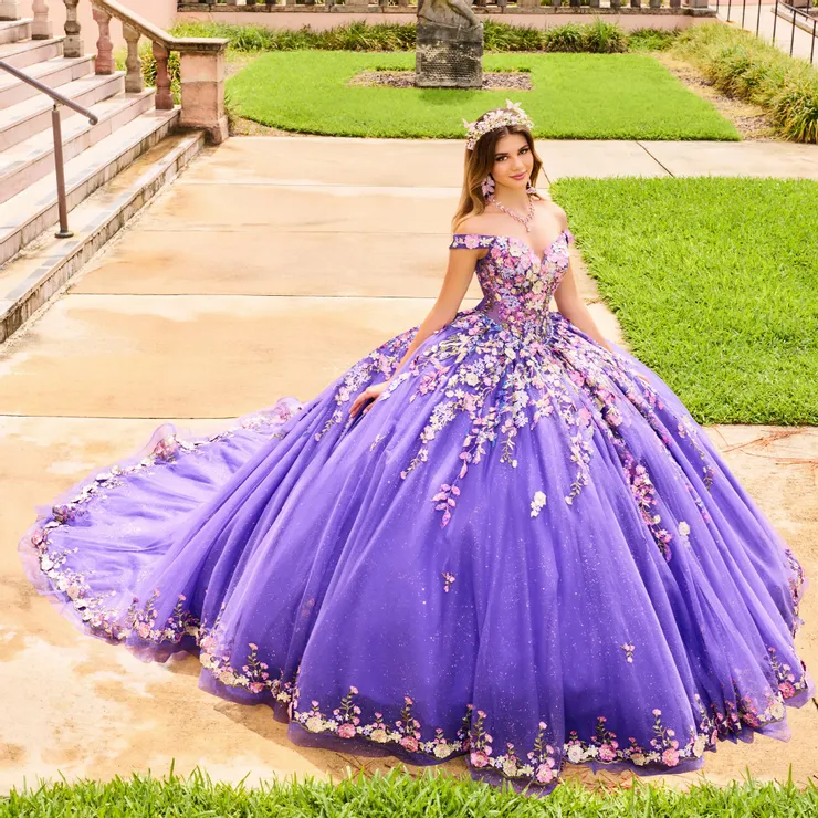 Sparkling Glitter Tulle Lace Appliques Quinceanera Dress With 3d Flowers #PR30155
