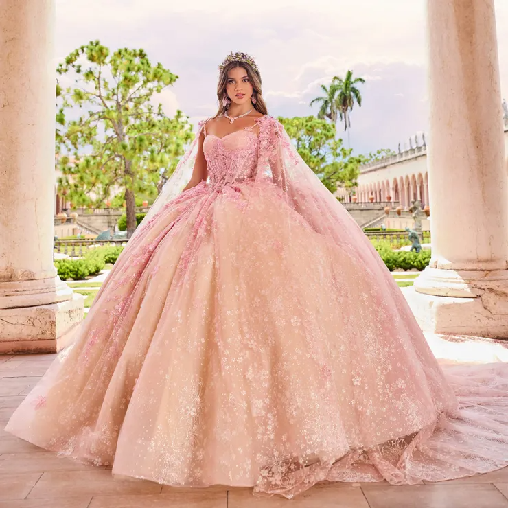 Exquisite Sweetheart Floral Appliques Cracked Ice Quinceanera Dress