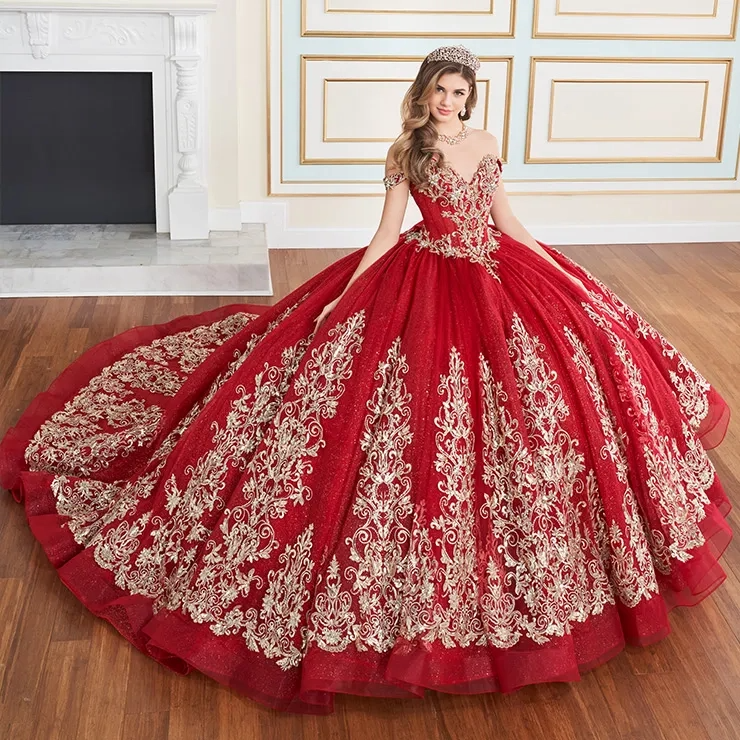 Dazzling Sweetheart Sparkling Glitter Tulle Lace Applique Quinceanera Dress #PR30171