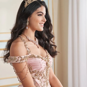Halter Sweetheart Off-the-Shoulder Glitter Tulle Appliques Quinceanera dress #PR30176