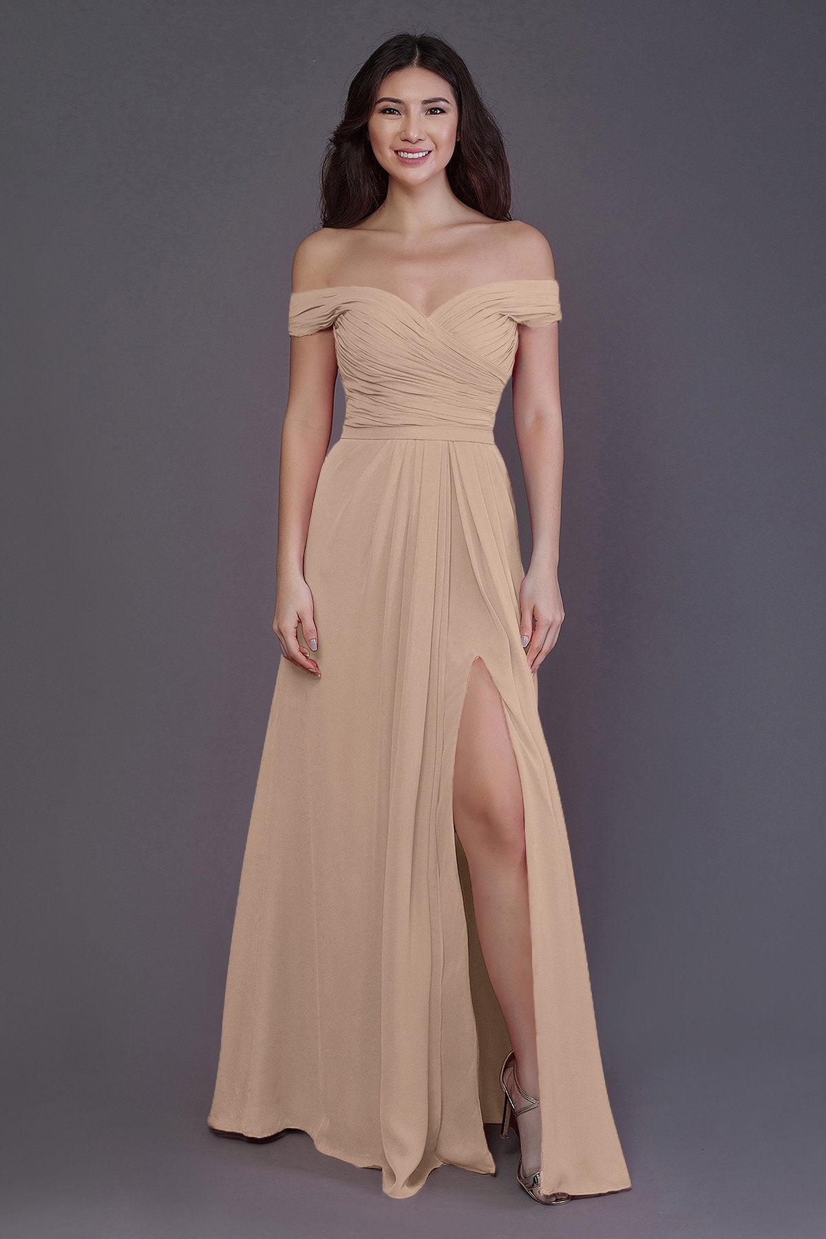Sheath-Column Floor Length Chiffon Bridesmaid Dress PR3536