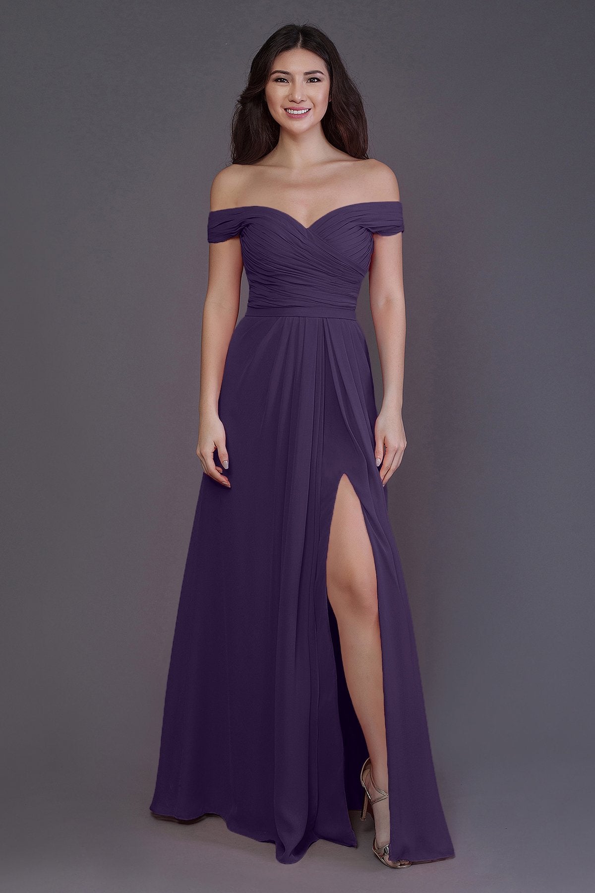 Sheath-Column Floor Length Chiffon Bridesmaid Dress PR3536