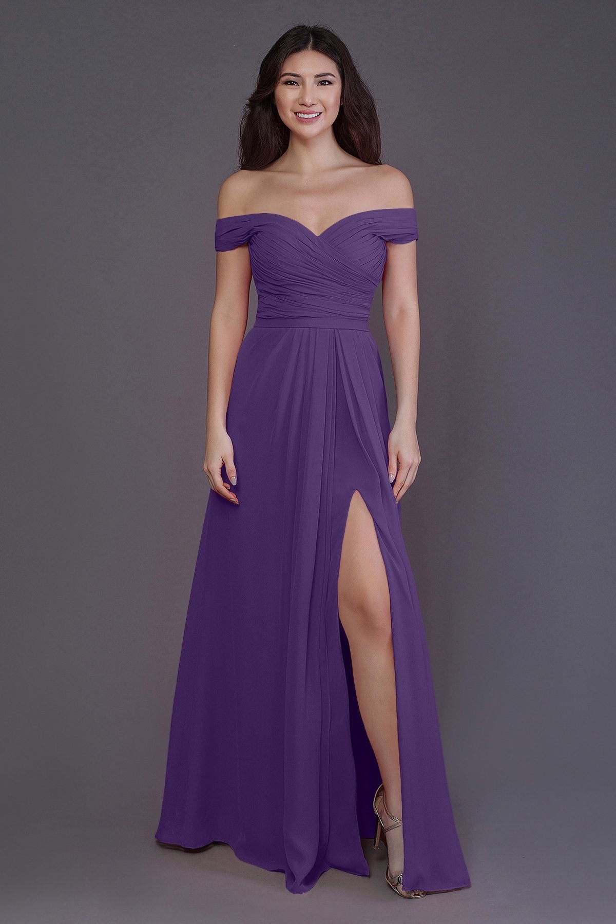 Sheath-Column Floor Length Chiffon Bridesmaid Dress PR3536
