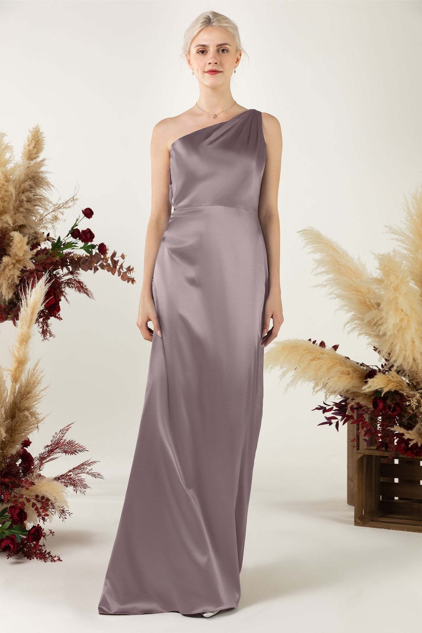 Sheath Sweep Acetate Satin Bridesmaid Dress Formal Dresses CB0503