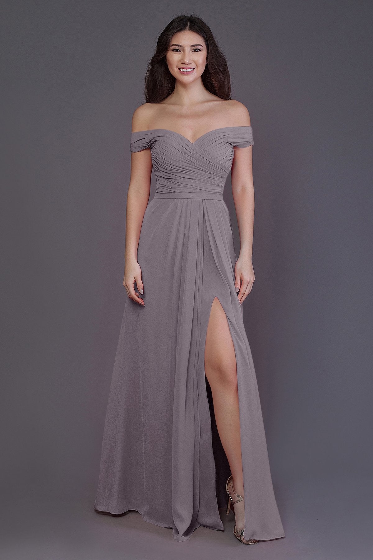 Sheath-Column Floor Length Chiffon Bridesmaid Dress PR3536