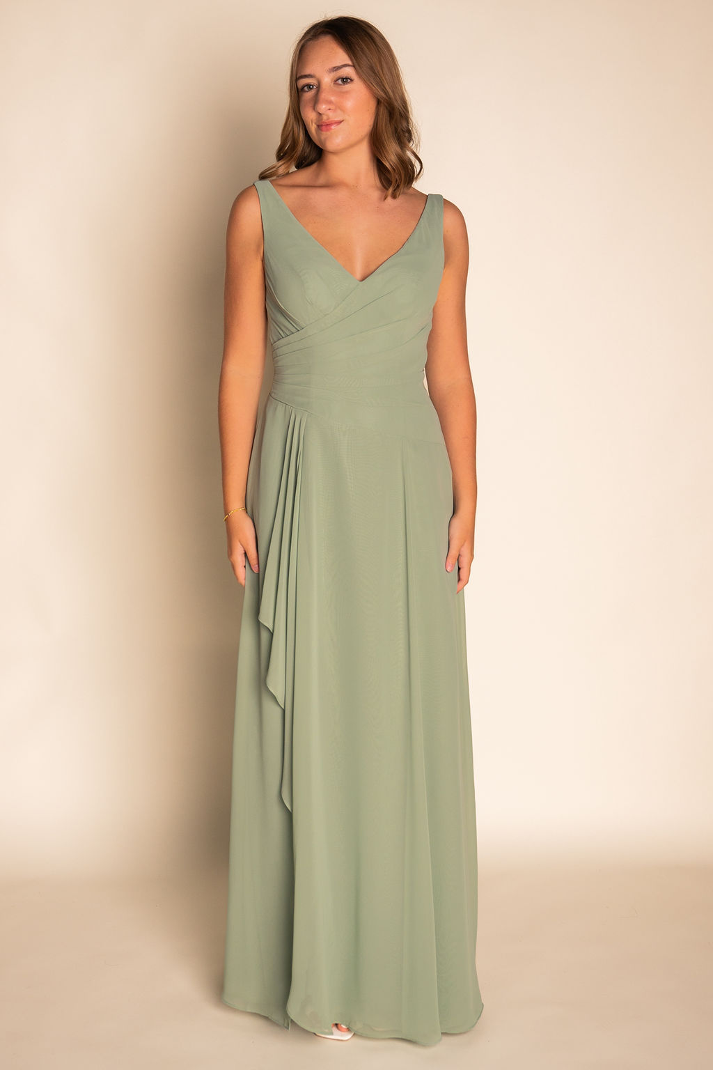 Fitted Pleated Chiffon Dress RJBM059