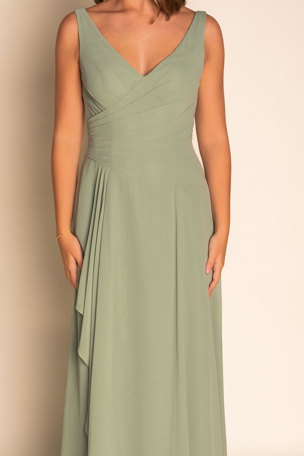 Fitted Pleated Chiffon Dress RJBM059