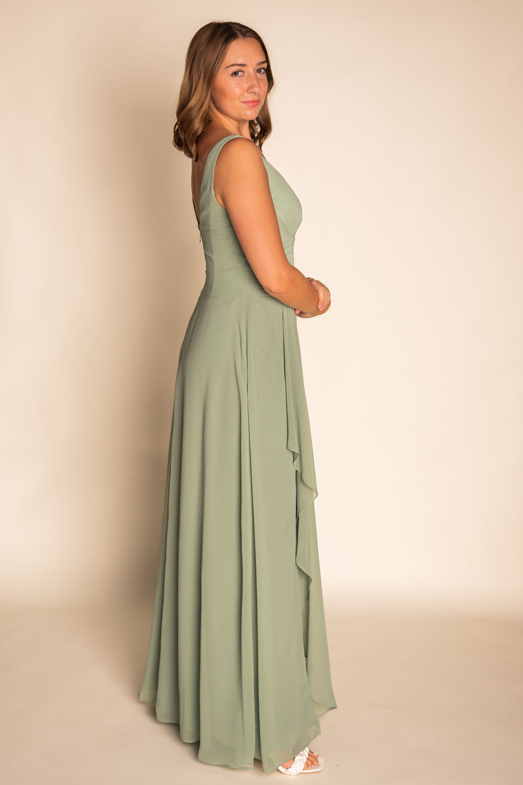 Fitted Pleated Chiffon Dress RJBM059
