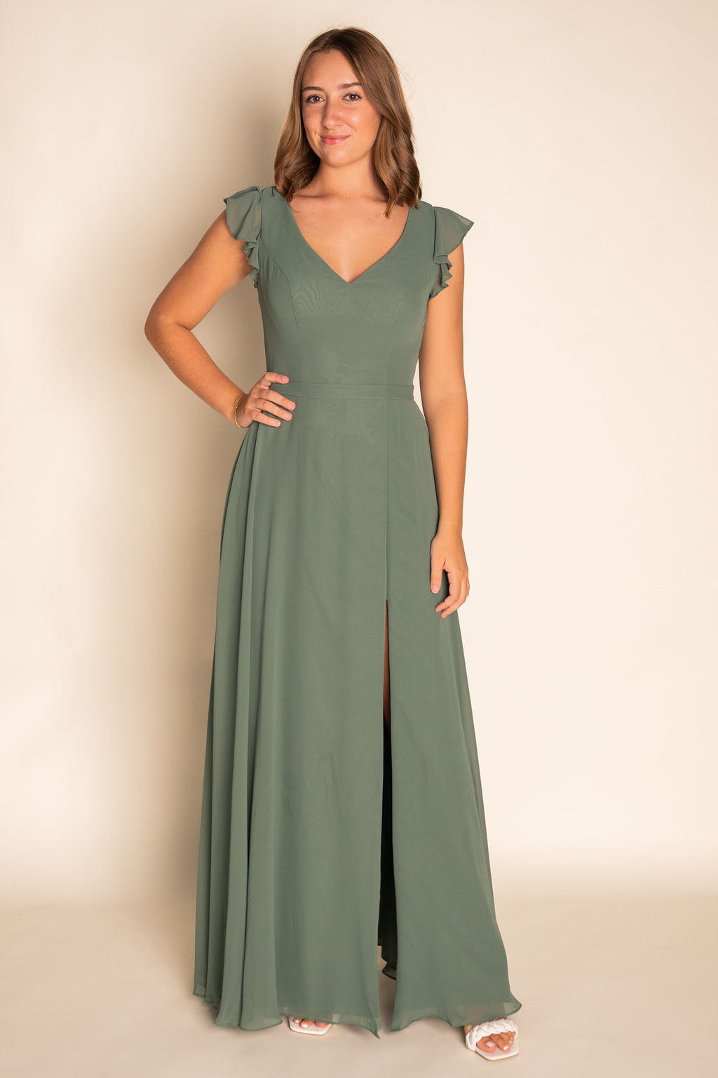 Flowy Ruffled Chiffon Dress RJBM066
