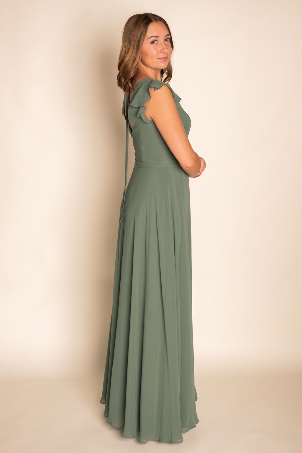 Flowy Ruffled Chiffon Dress RJBM066