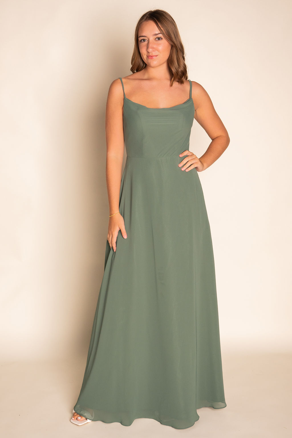 Mermaid Scoop Cowl Chiffon Dress RJBM068