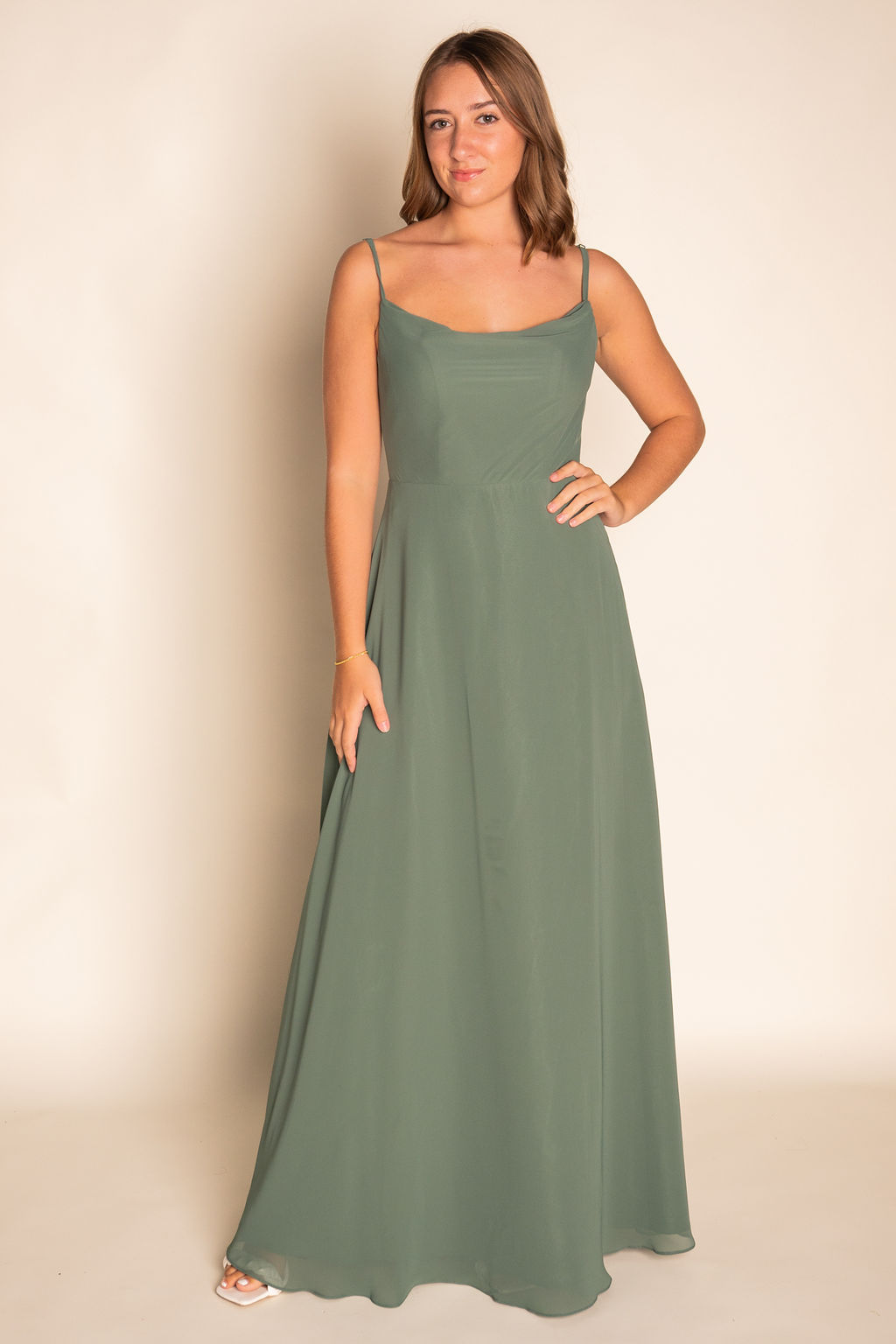 Mermaid Scoop Cowl Chiffon Dress RJBM068