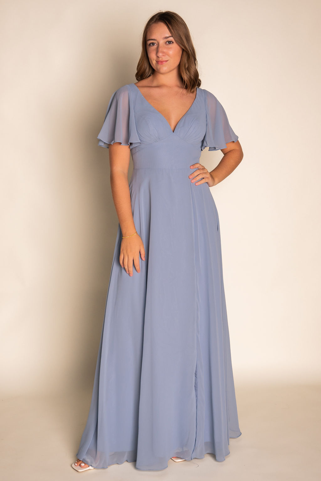 Flowy Flounce Sleeve Chiffon Dress RJBM079