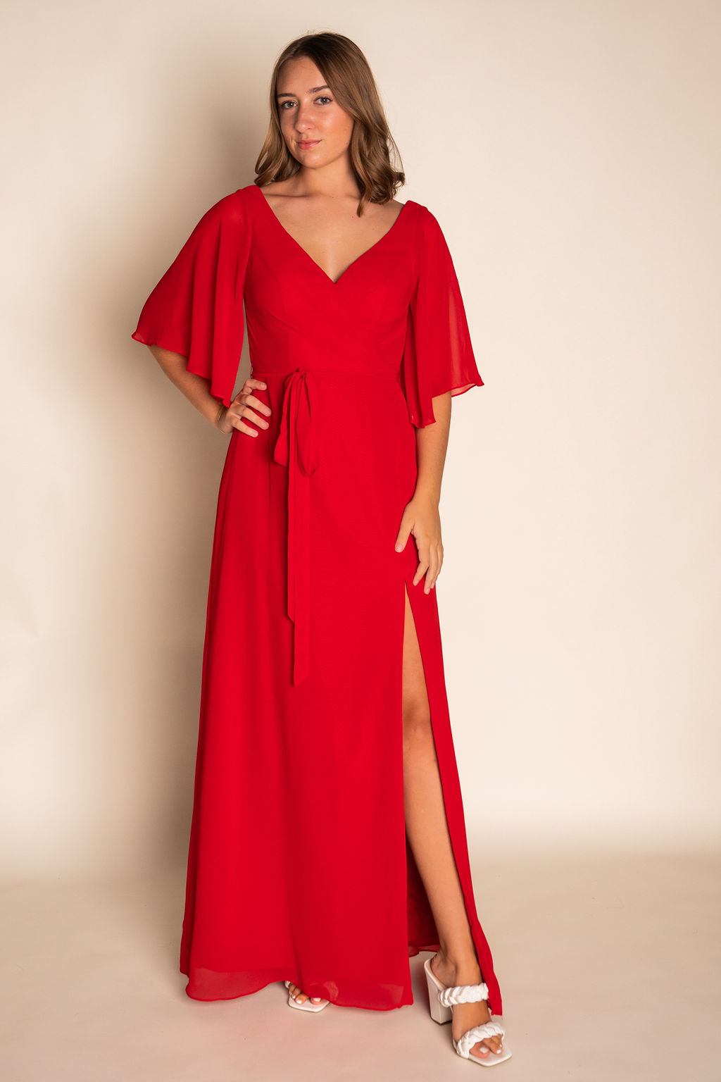 A-Line Ruched Chiffon Dress RJBM082