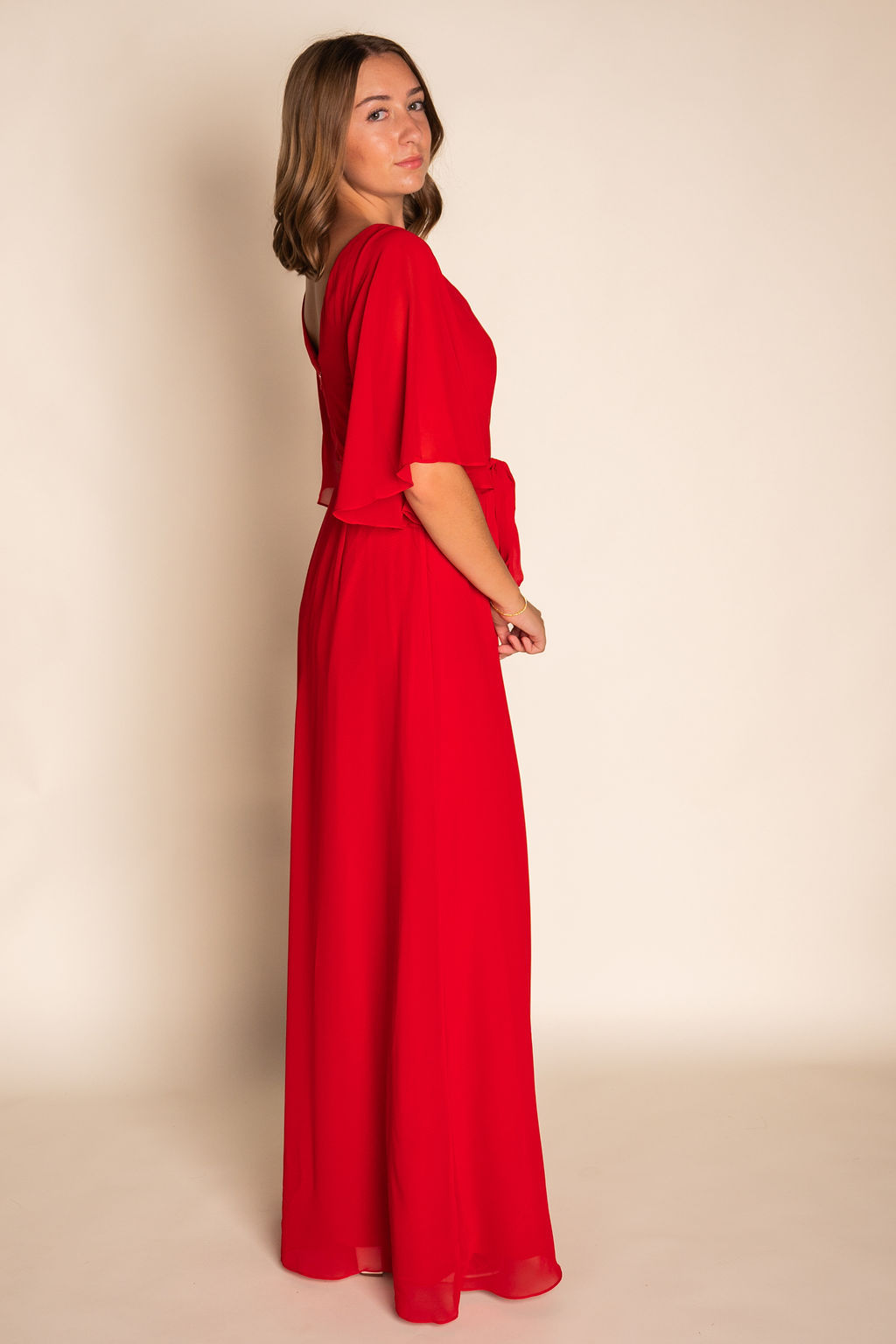A-Line Ruched Chiffon Dress RJBM082