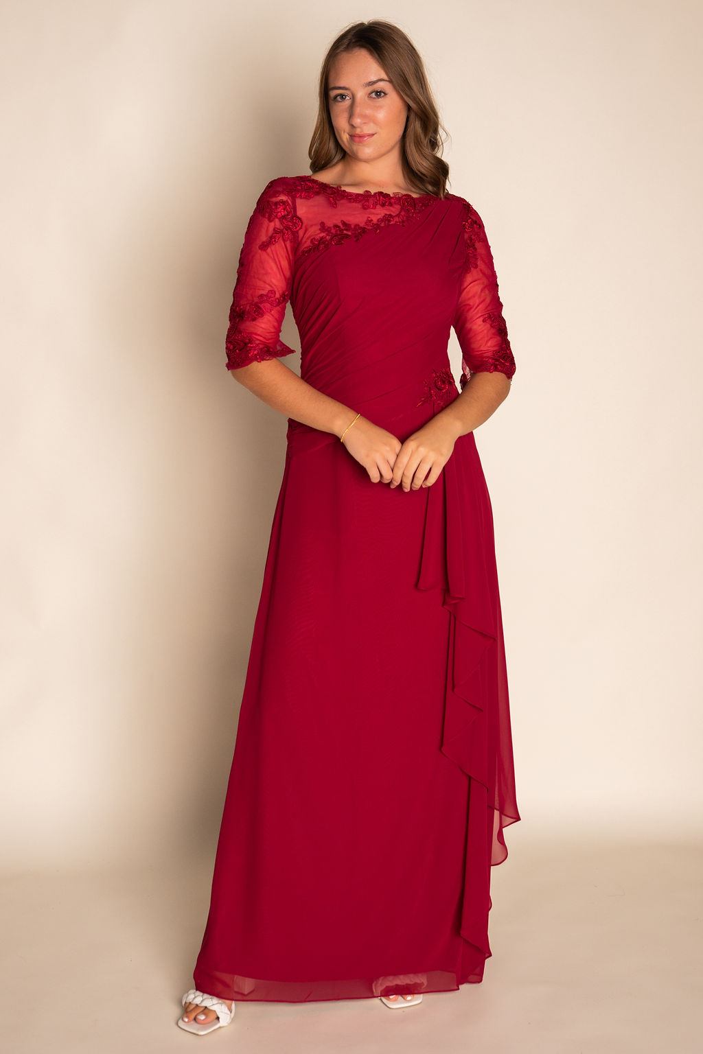 A-Line Lace Chiffon Dress RJBM085