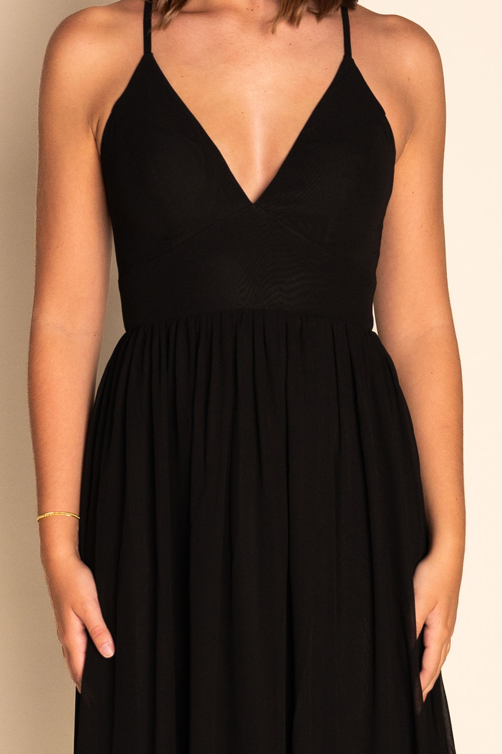 A-Line V-Neck Chiffon Dress RJBM089