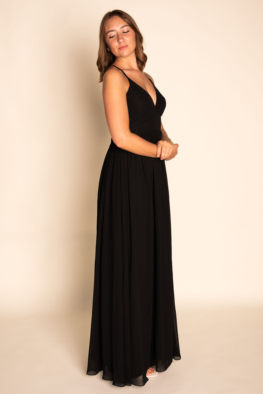A-Line V-Neck Chiffon Dress RJBM089