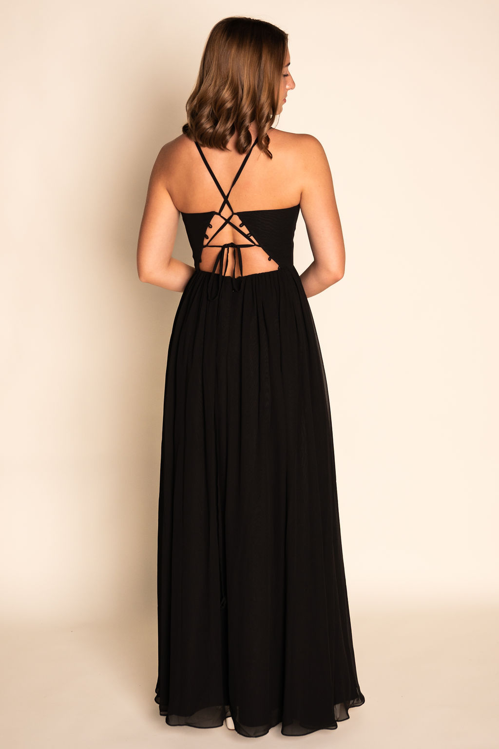 A-Line V-Neck Chiffon Dress RJBM089