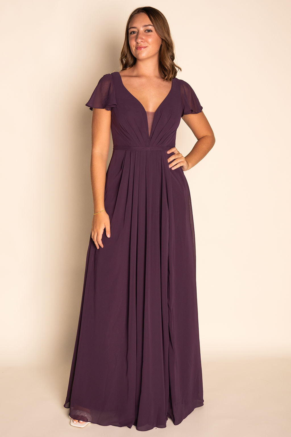  Flowy Ruched Chiffon Dress RJBM094