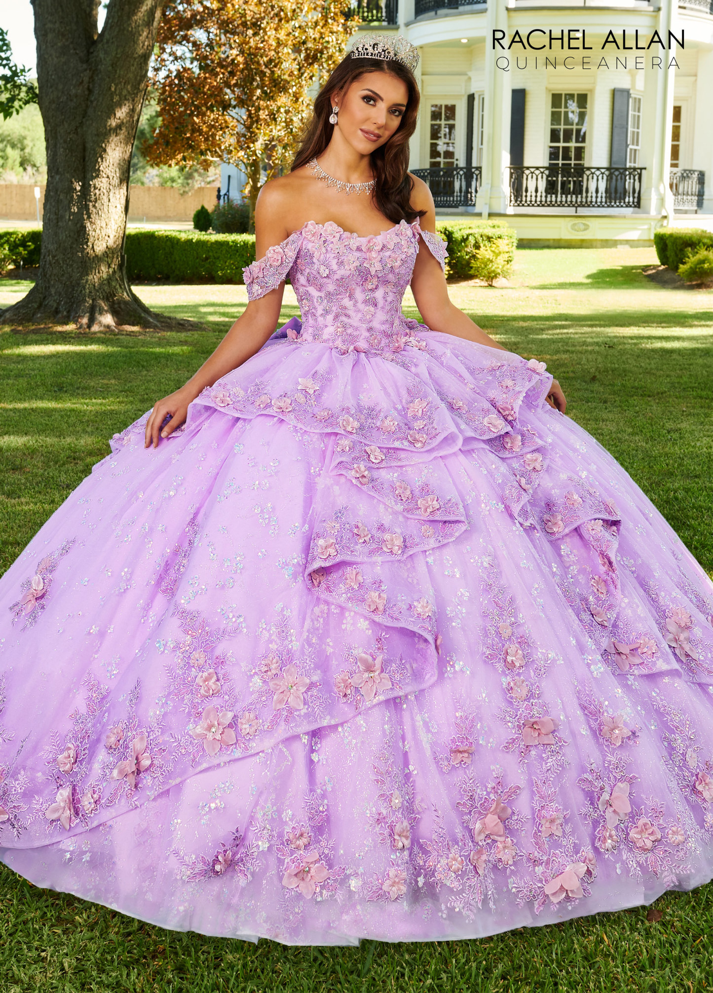 Strapless Scoop 3d Flowers Glitter Tulle Quinceanera Ball Gown #RQ3100