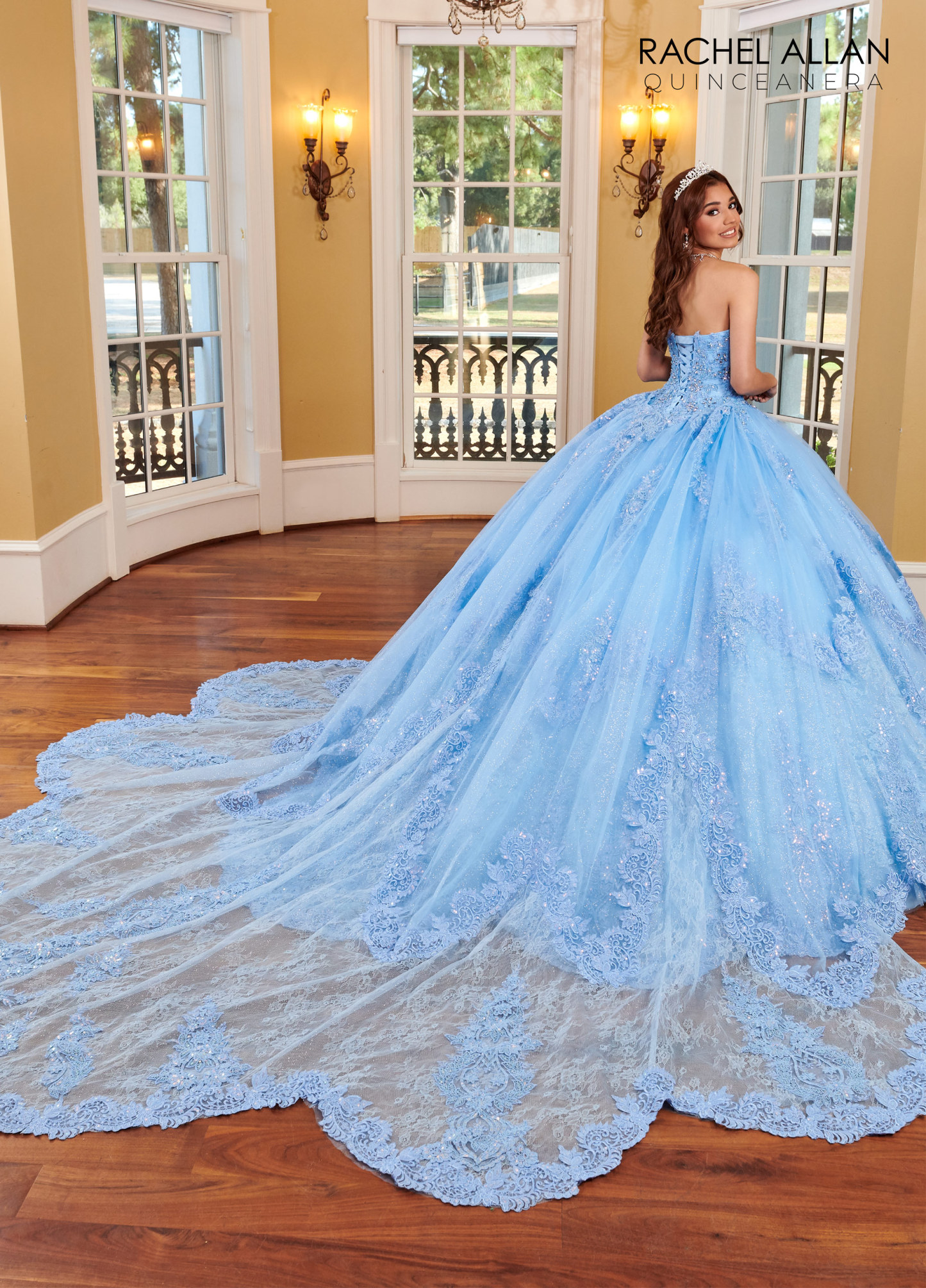 Strapless Glitter Tulle And Lace Quinceanera Ball Gown #RQ3110